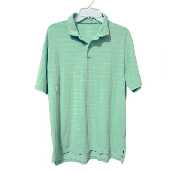 Peter Millar Seaside Wash Light Green Striped Golf Polo Shirt Size Large - Picture 8 of 9